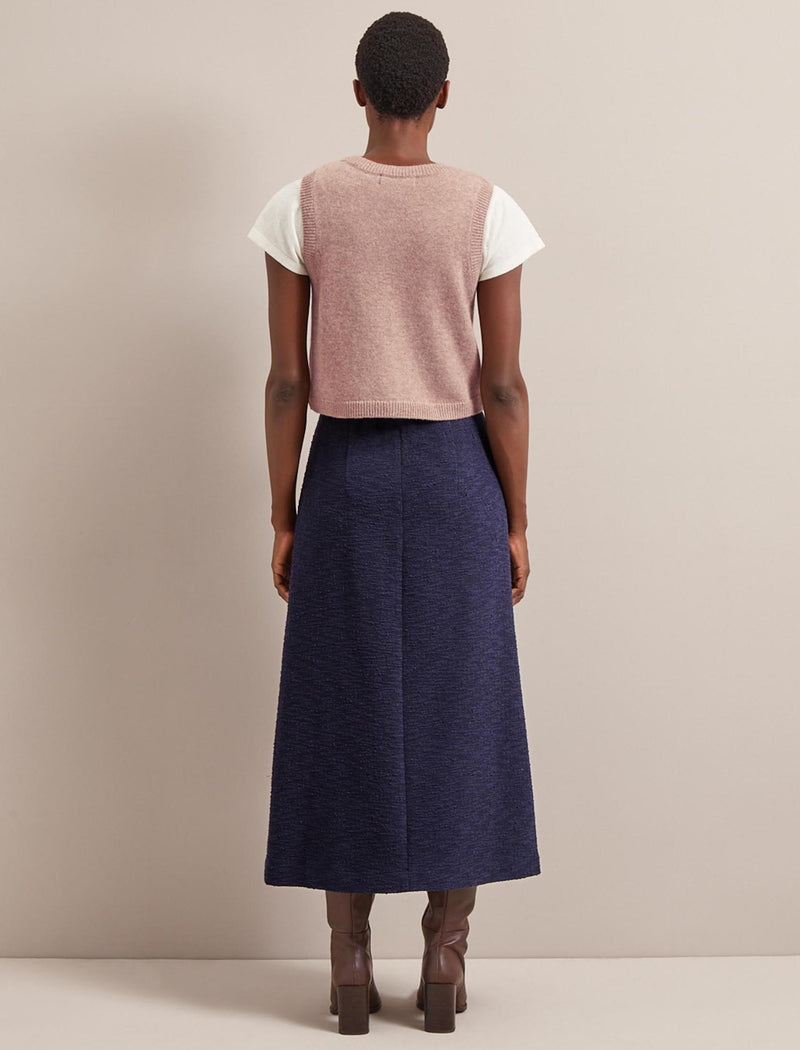 Layla Boucle Tweed Maxi Skirt - Navy