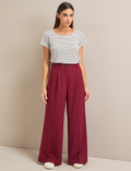 Margot New Wool Wide Leg Trouser - Burgundy