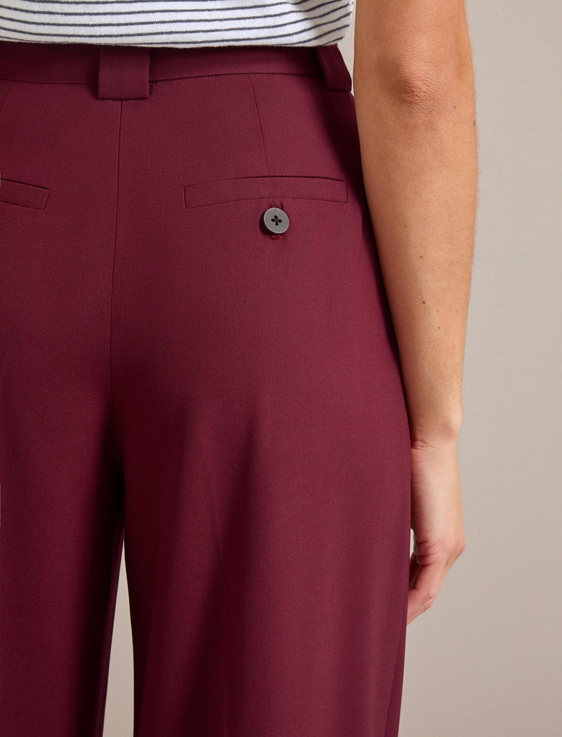 Margot New Wool Wide Leg Trouser - Burgundy