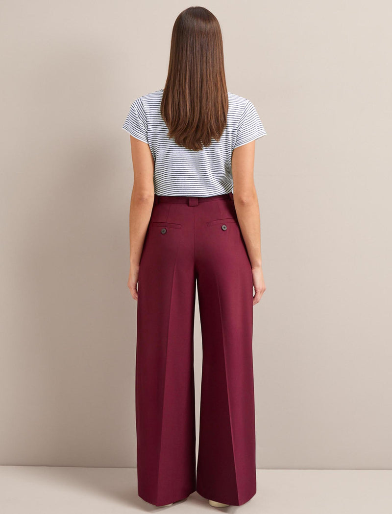 Margot New Wool Wide Leg Trouser - Burgundy