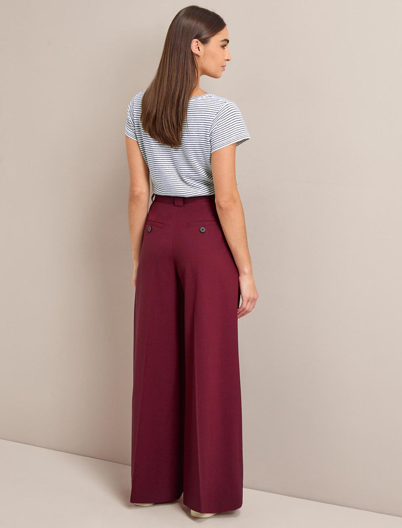 Margot New Wool Wide Leg Trouser - Burgundy