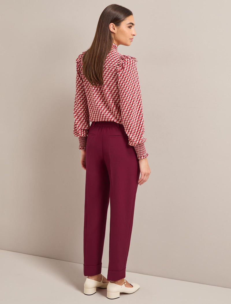 Clement New Wool Easy Waist Trouser - Burgundy