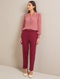 Clement New Wool Easy Waist Trouser - Burgundy