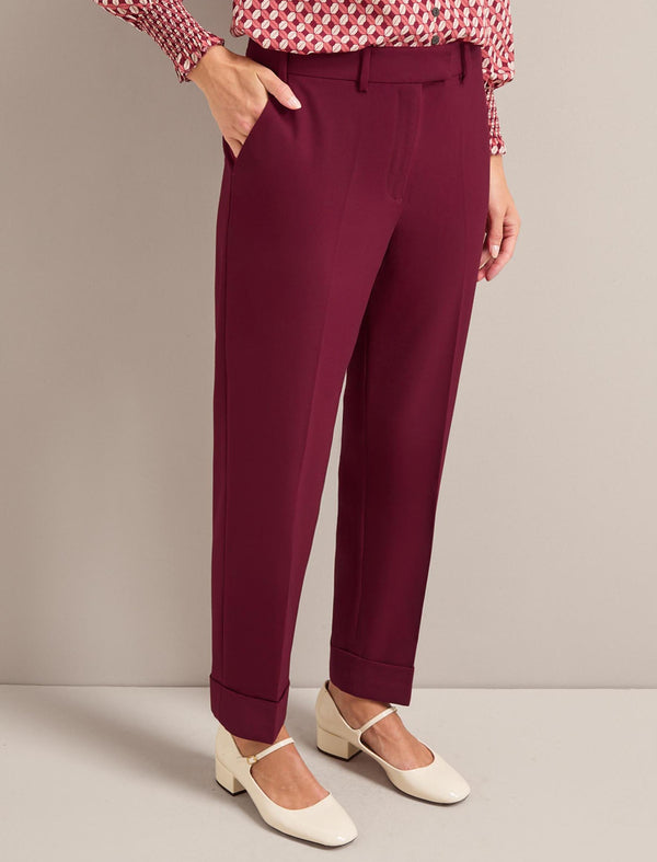 Clement New Wool Easy Waist Trouser - Burgundy
