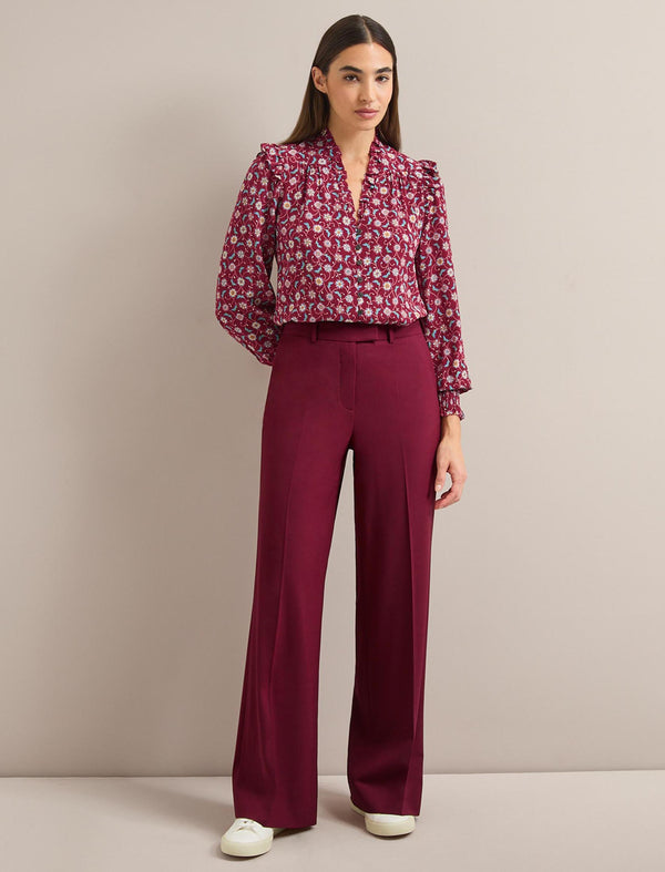 Terence Wool Straight Leg Trouser - Burgundy