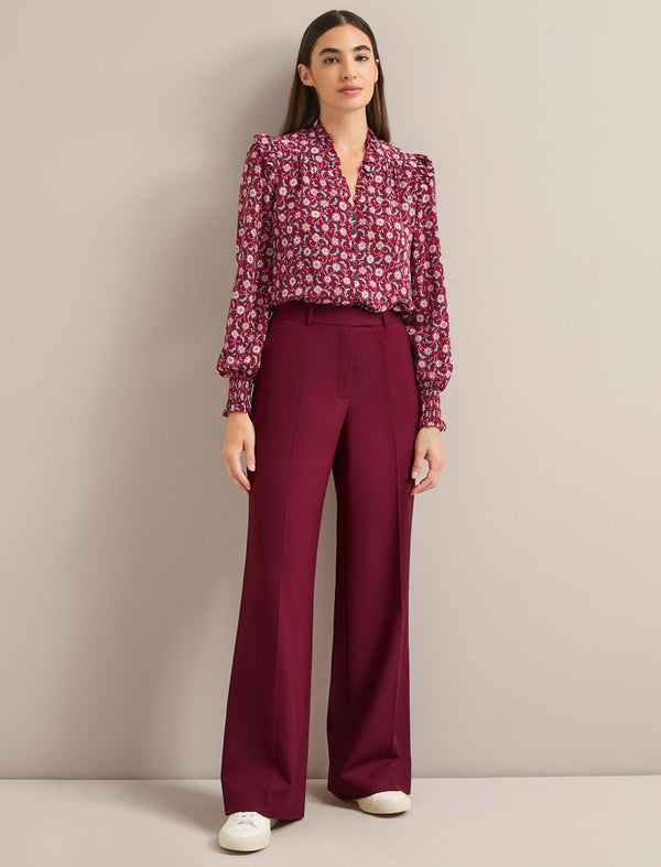 Terence Wool Straight Leg Trouser - Burgundy