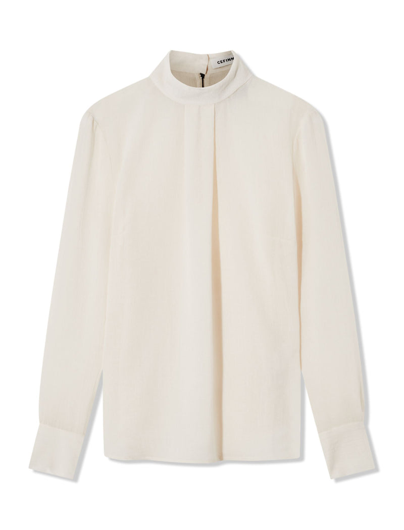 Riley Funnel Neck Blouse - Cream