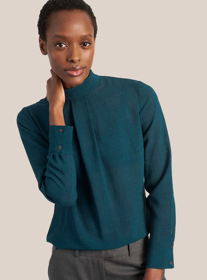 cefinn Riley Techni Voile Blouse - Petrol Blue Blouse