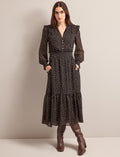 Saskia Maxi Dress - Black Cream Polka Dot Print