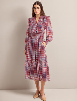 Saskia Maxi Dress - Burgundy Heart Geo Print