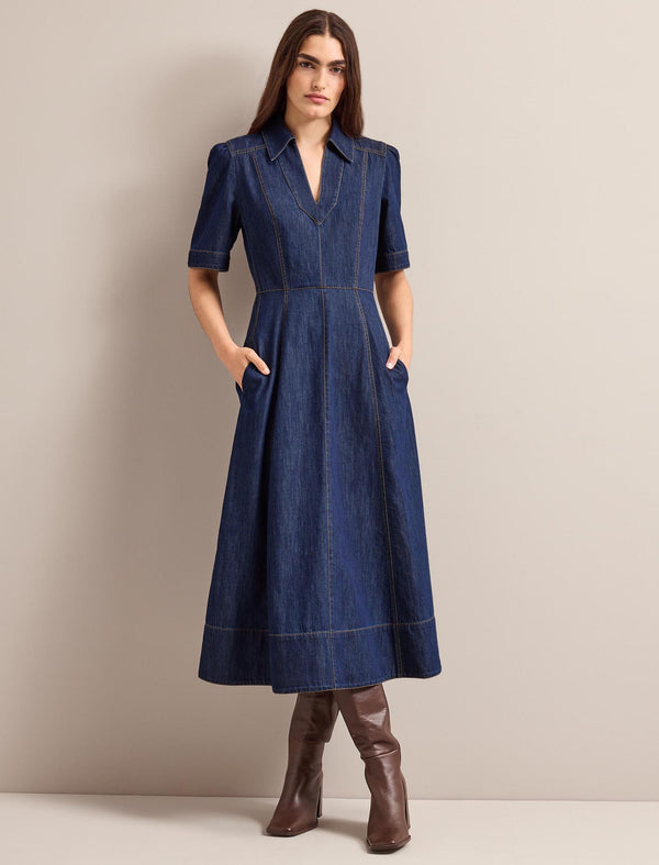 Bodhi Denim Maxi Dress - Dark Blue