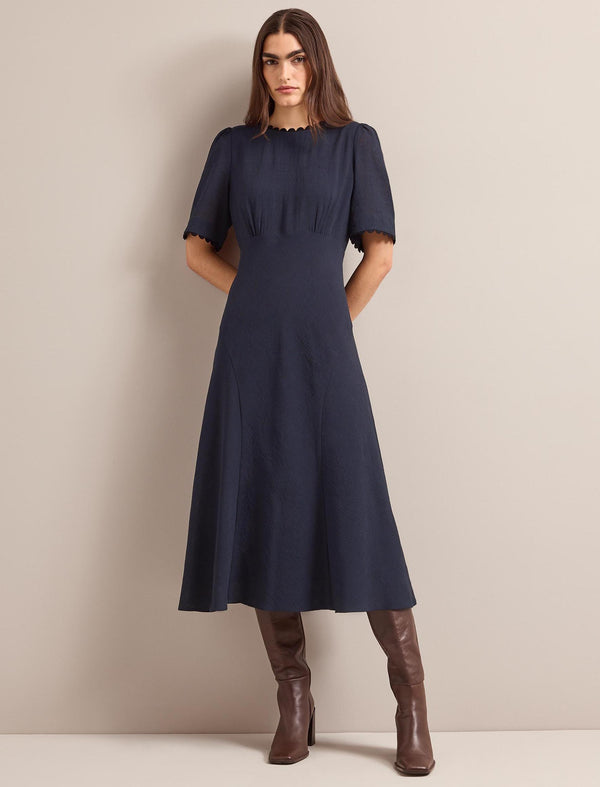 Lucy Techni Voile Midi Dress - Navy