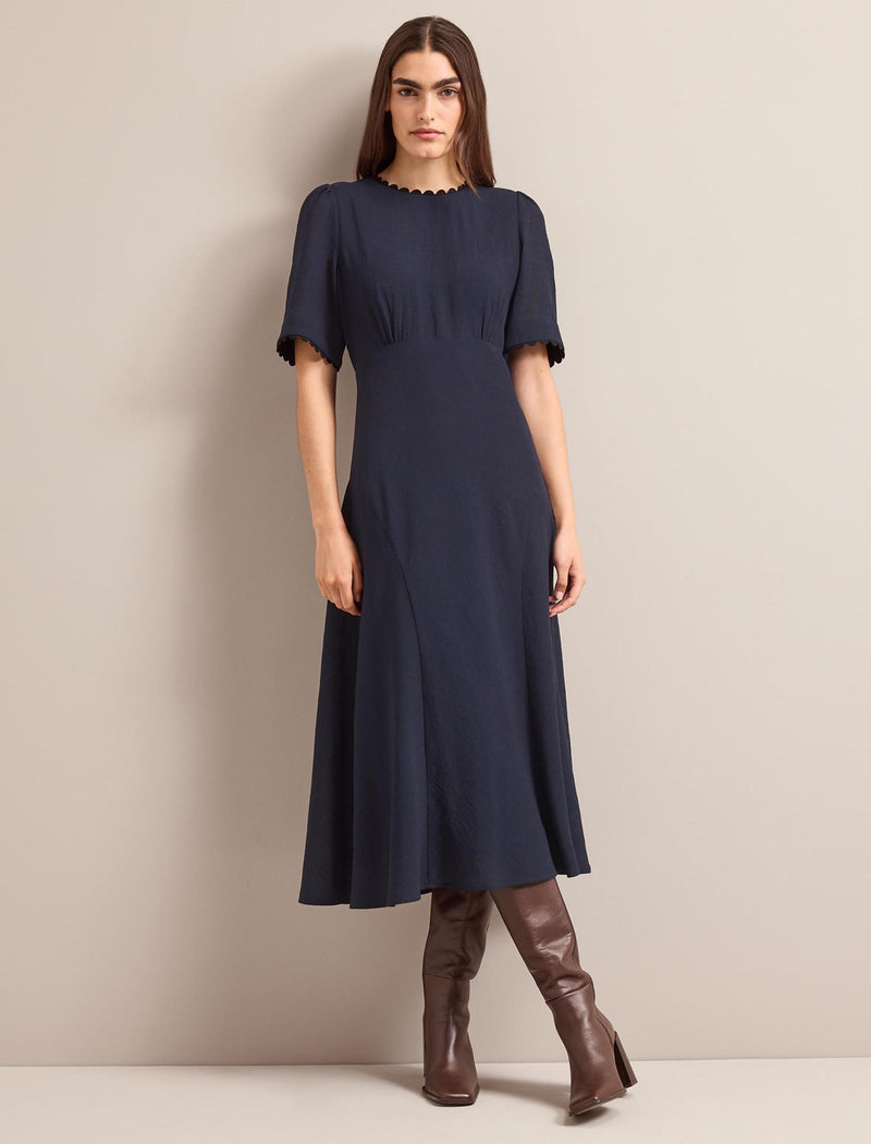Lucy Techni Voile Midi Dress - Navy