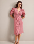 Julietta Silk Short Dress - Blush Burgundy Lips Print
