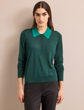 Josie Merino Wool Blend Jumper - Dark Green Emerald Green