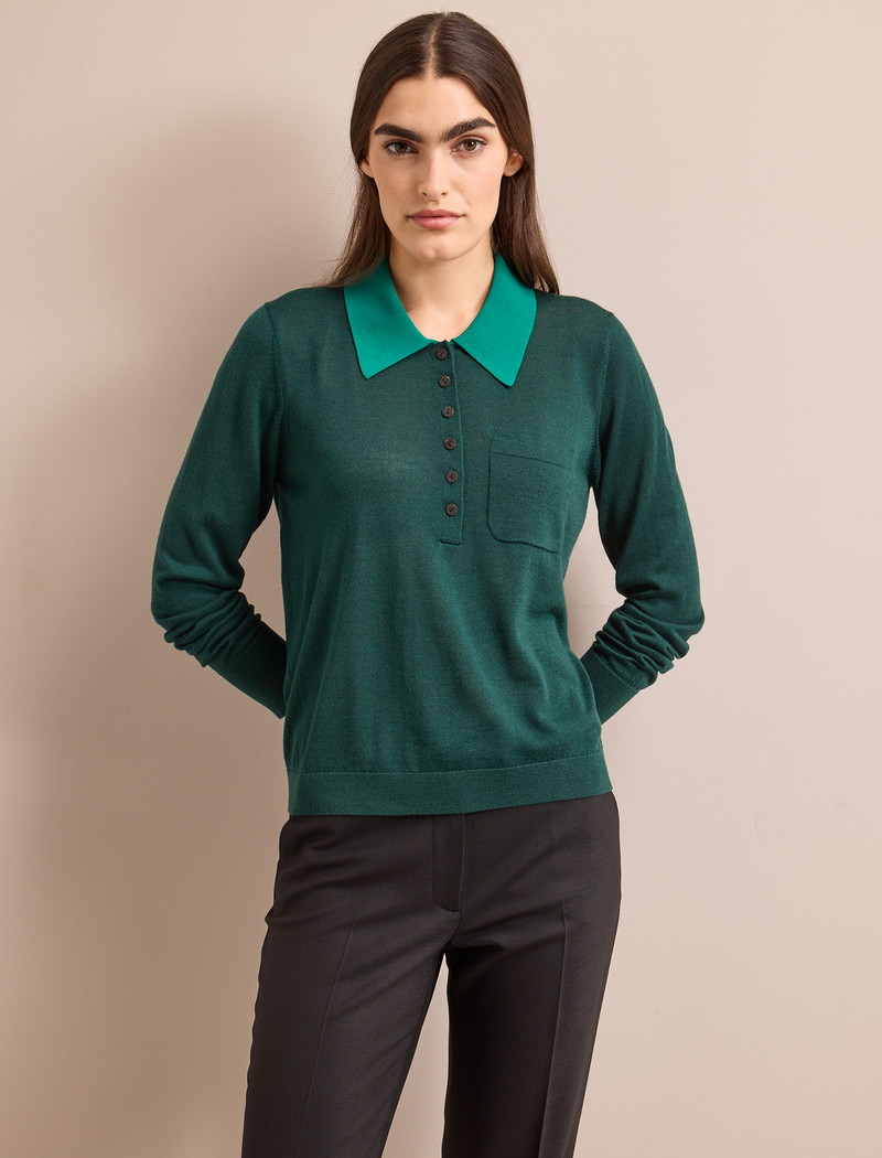 Josie Merino Wool Blend Jumper - Dark Green Emerald Green