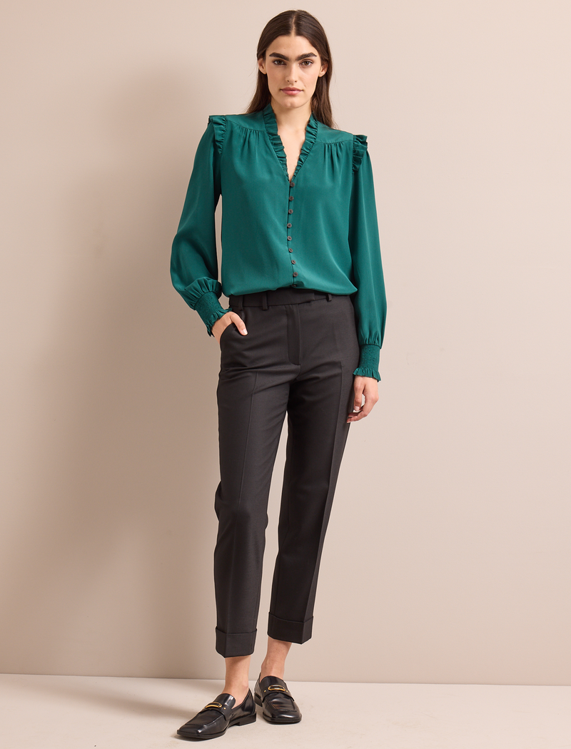 Stella Silk Shirt - Dark Green