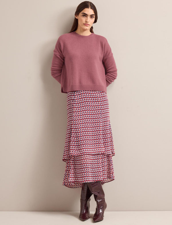 Lotta Maxi Skirt - Burgundy Heart Geo Print