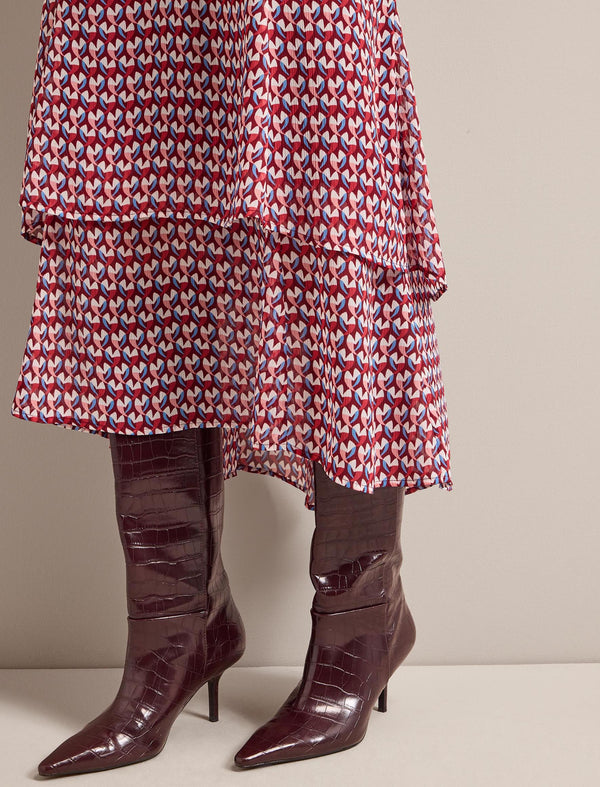 Lotta Maxi Skirt - Burgundy Heart Geo Print