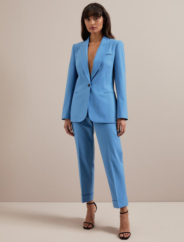 Clement New Wool Turn Up Trouser - Blue