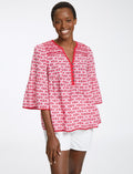 Hester Cotton Blouse - Pink Diamond Geo Print