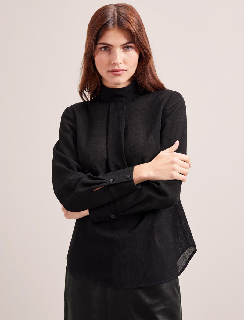 Riley Funnel Neck Blouse - Black