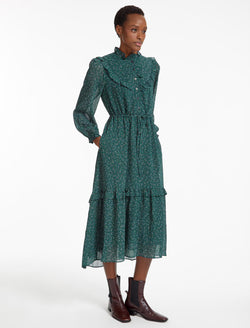 Frill detail midi dress discount