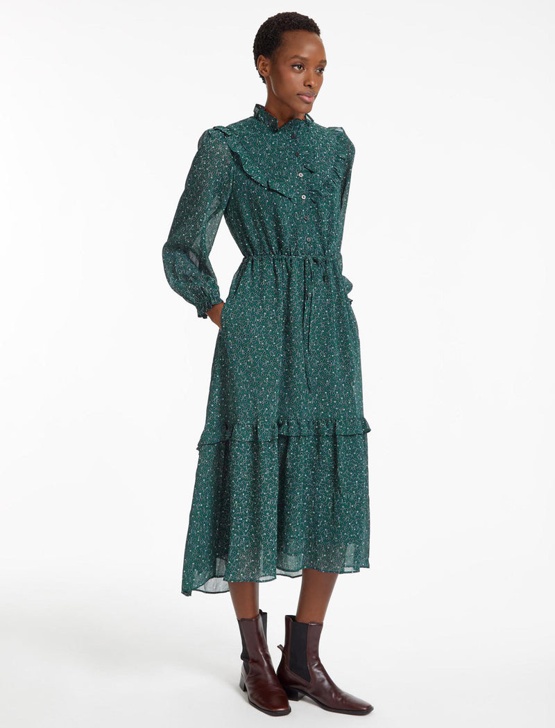 Green and black discount midi dress