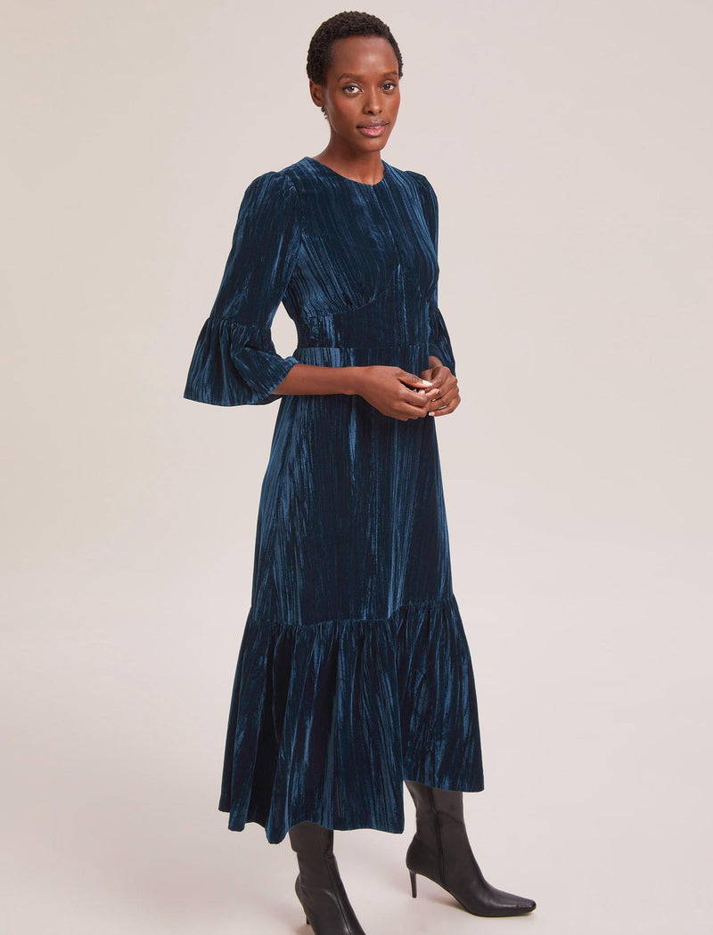 Daphne Velvet Maxi Dress - Dark Blue