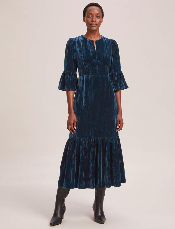 Daphne Velvet Maxi Dress - Dark Blue