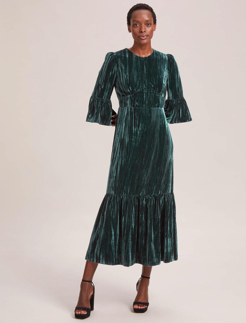 Daphne Velvet Maxi Dress - Dark Green