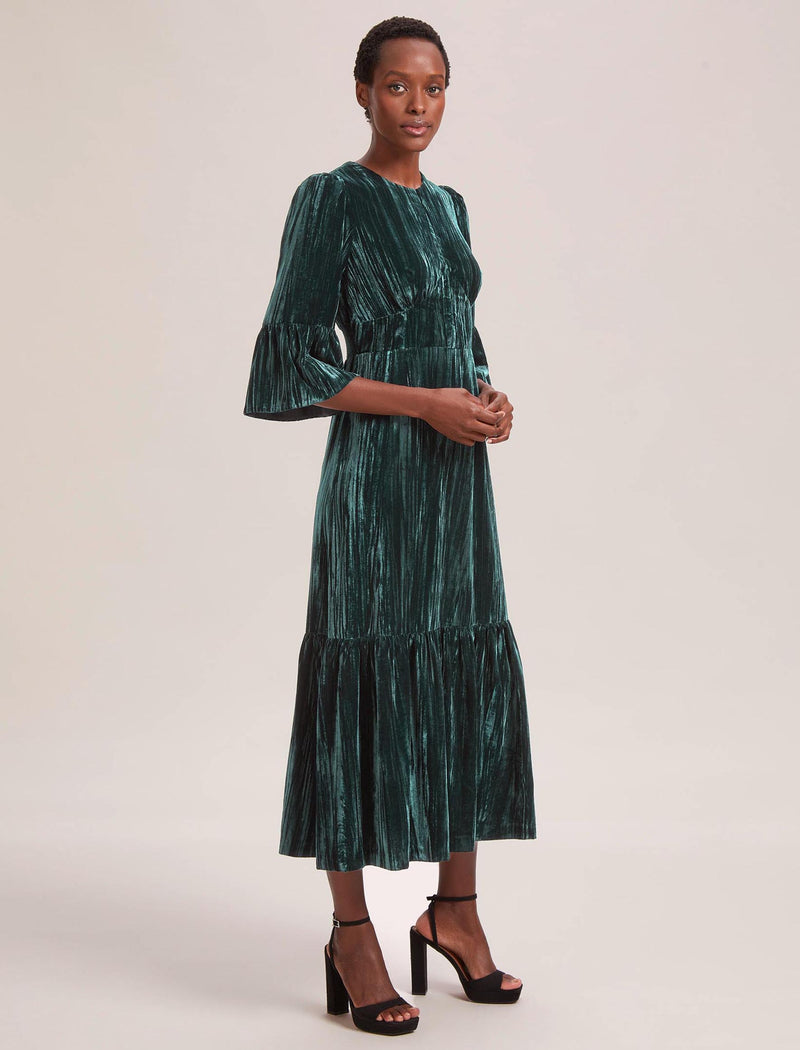 Daphne Velvet Maxi Dress - Dark Green