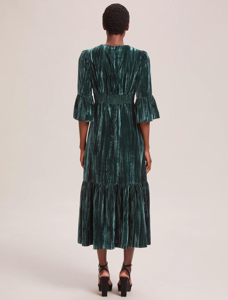 Daphne Velvet Maxi Dress - Dark Green