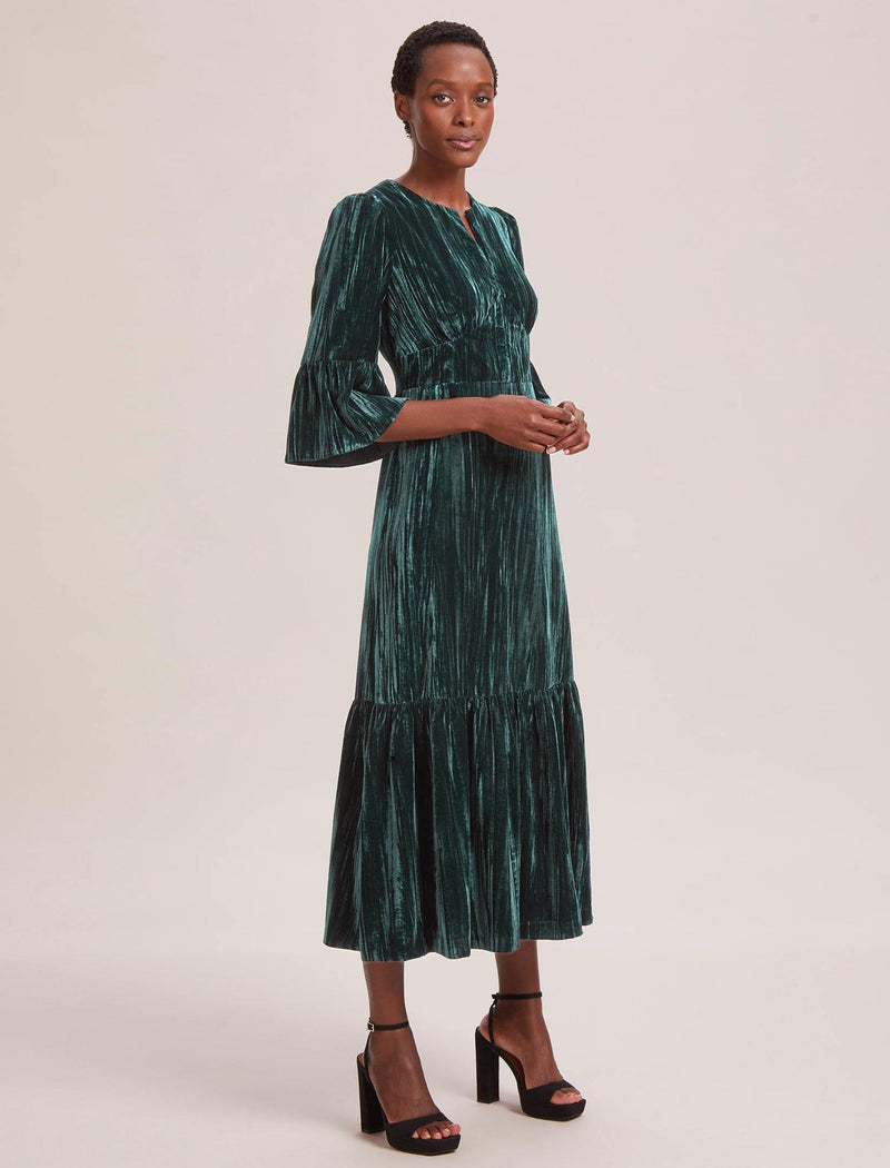 Daphne Velvet Maxi Dress - Dark Green