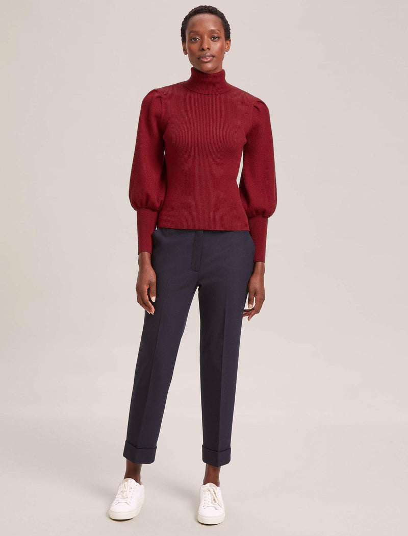 Eva Wool Roll Neck Jumper - Dark Red