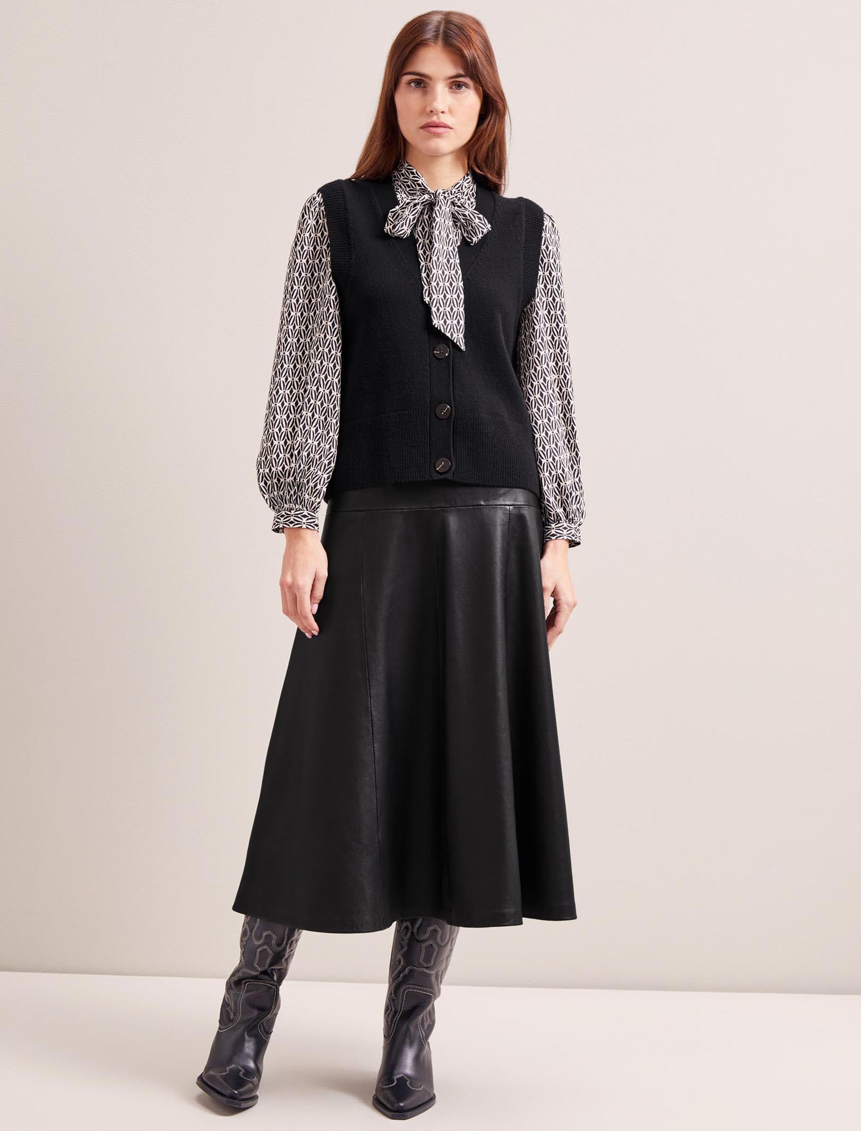 Meryl V Neck Knit Waistcoat in Black