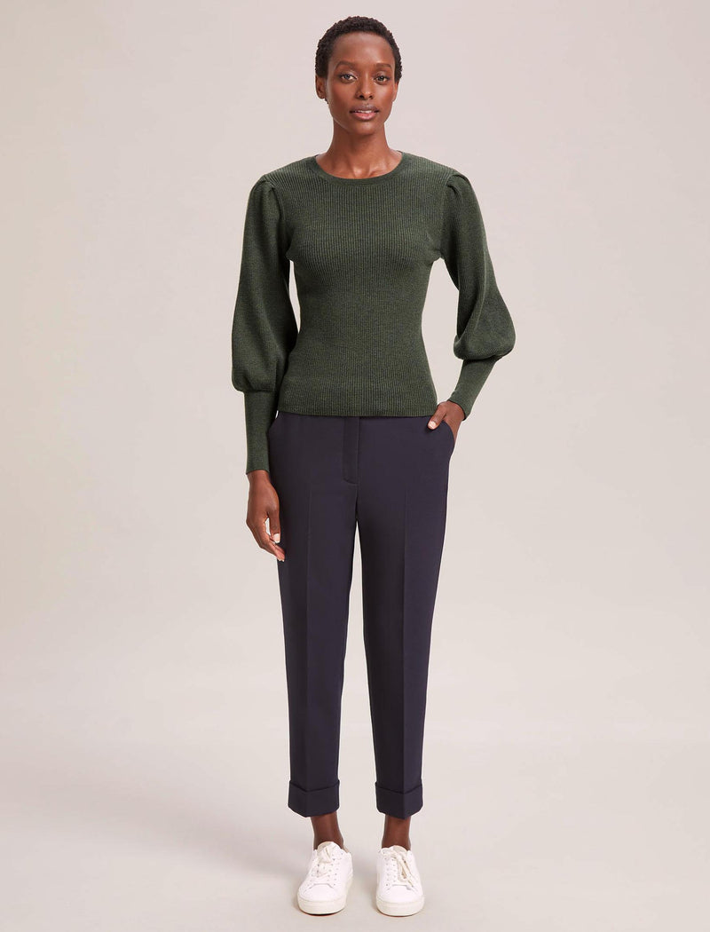 Eva Wool Crew Neck Jumper - Khaki