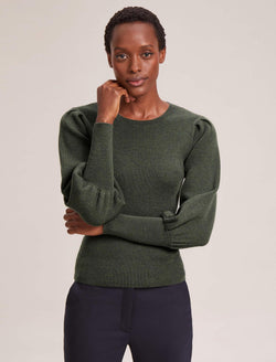 Eva Wool Crew Neck Jumper - Khaki