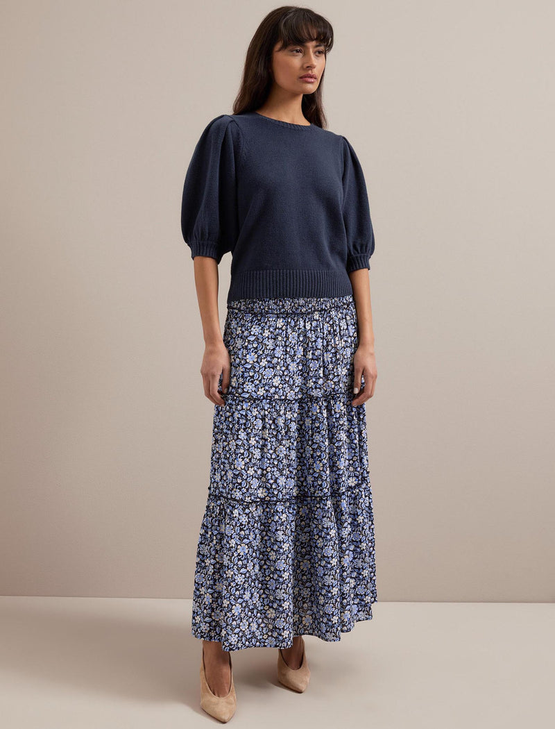 Amalie Linen Blend Jumper - Navy