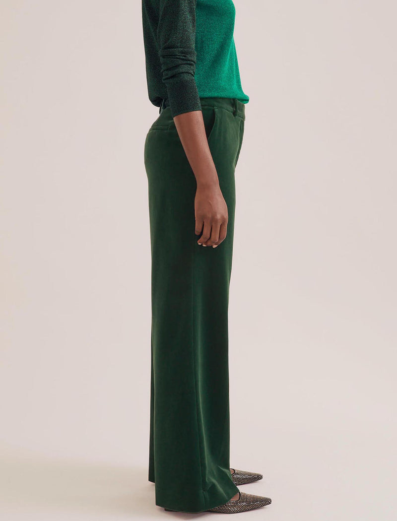 Green velvet wide leg trousers hotsell