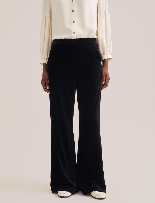 Toni Velvet Wide Leg Trouser - Black