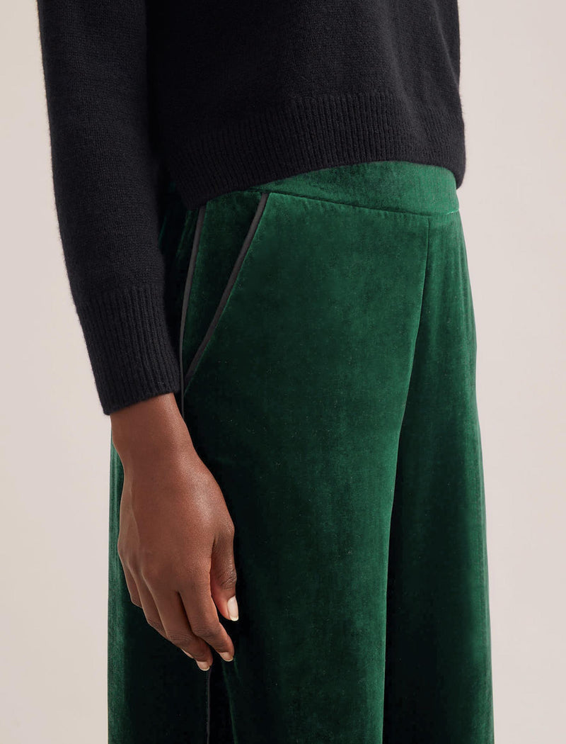 Toni Velvet Wide Leg Trouser - Green