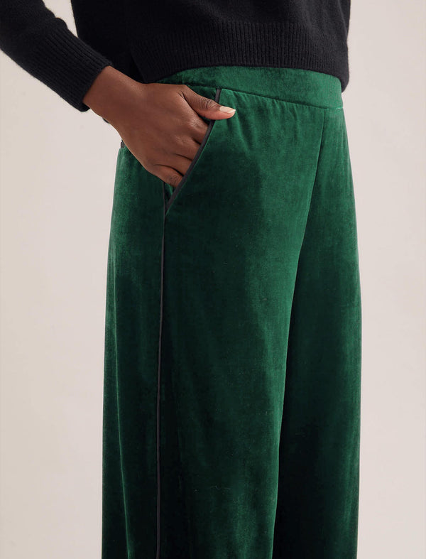 Toni Velvet Wide Leg Trouser - Green