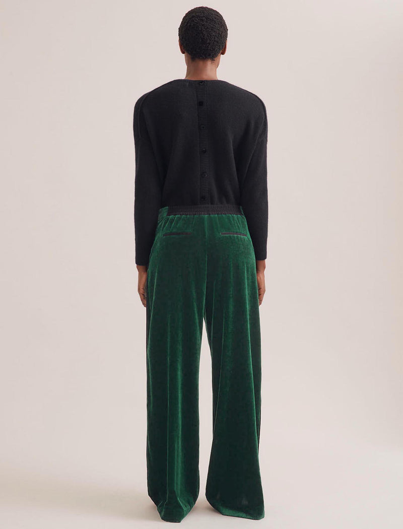 Toni Velvet Wide Leg Trouser - Green