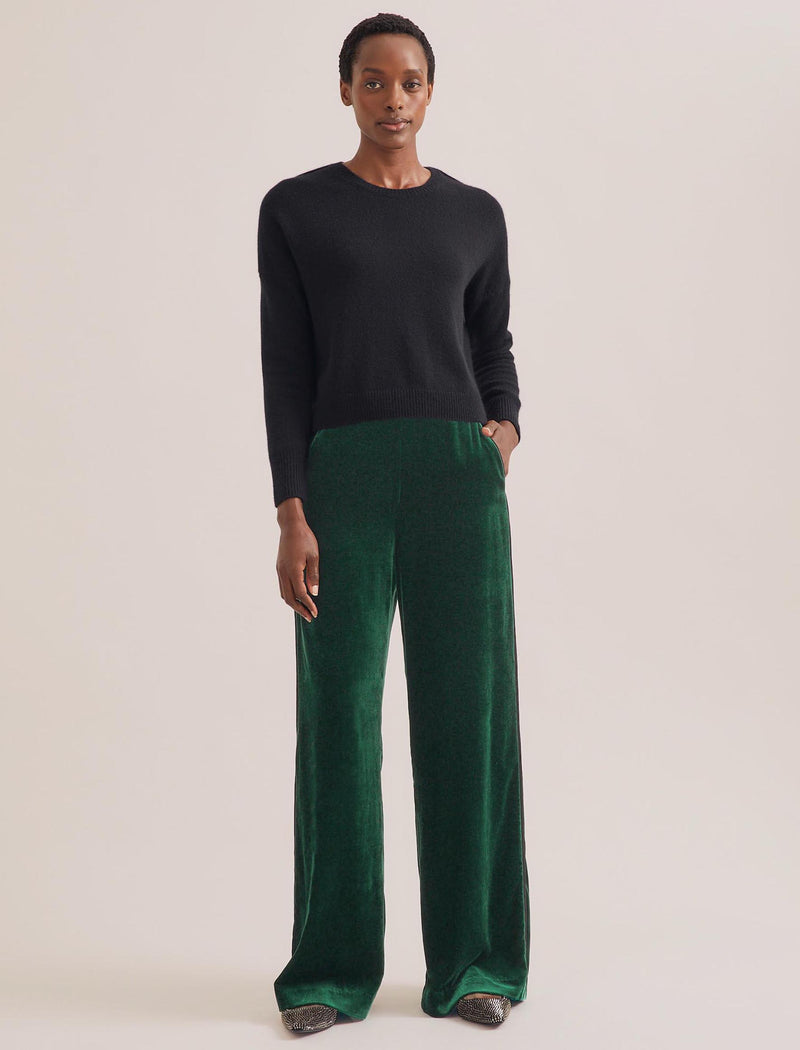 Toni Velvet Wide Leg Trouser - Green