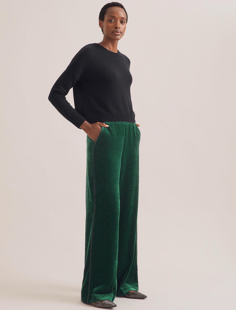 Toni Velvet Wide Leg Trouser - Green