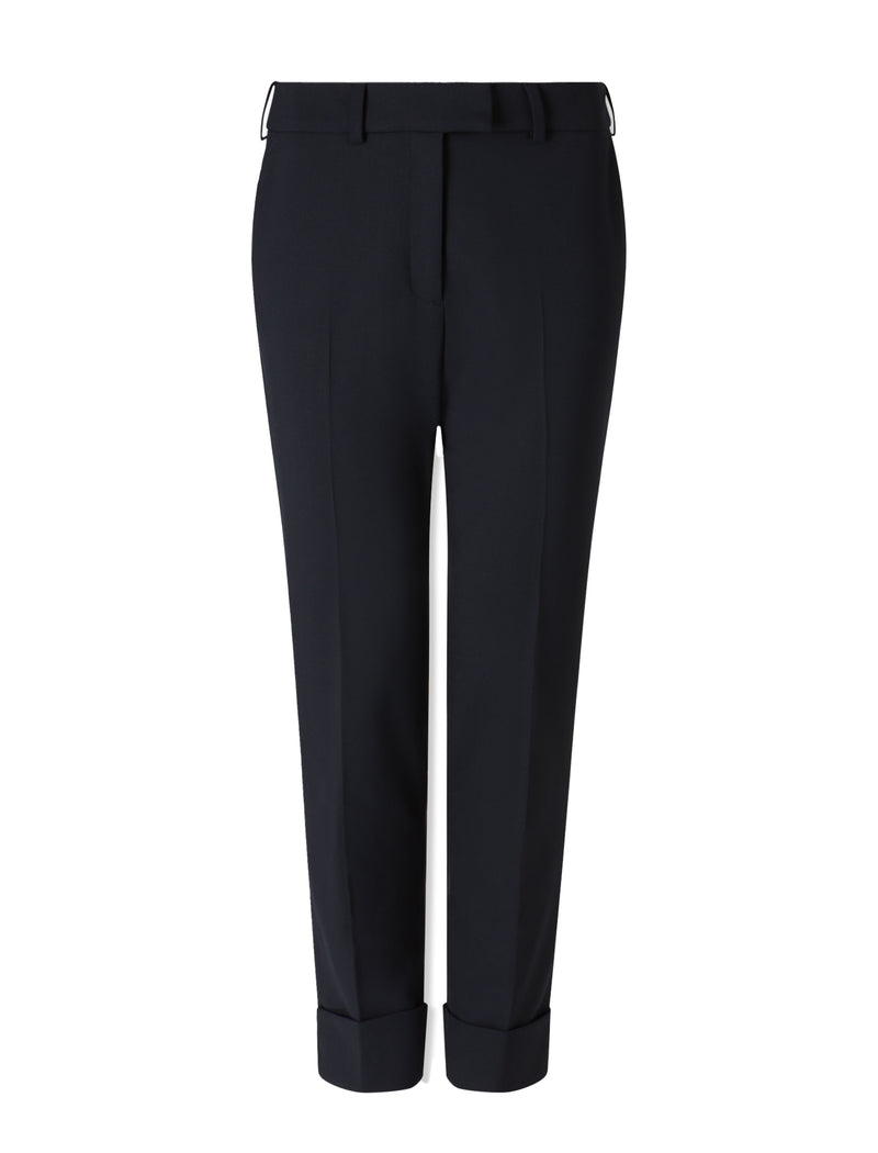 Clement Classic Wool Easy Waist Turn Up Trouser - Navy