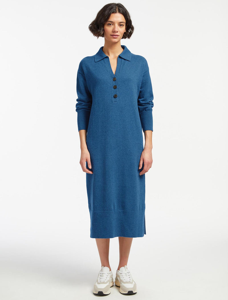 Eleanor Wool Knit Dress - Mid Blue