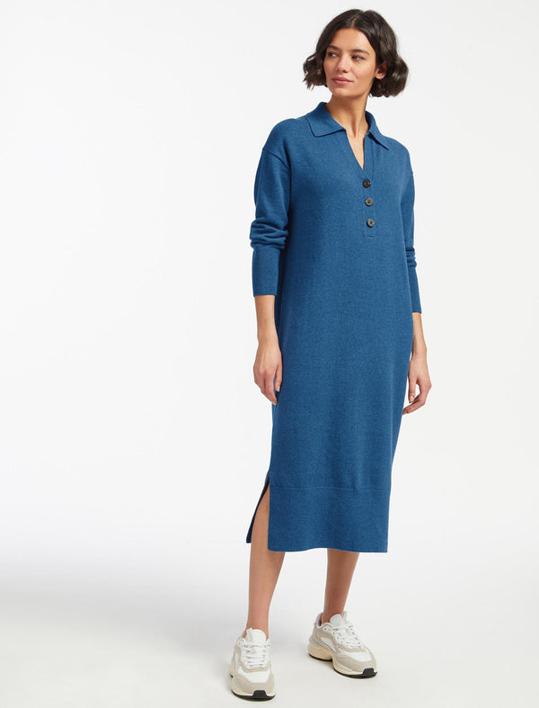 me Women's Organic Cotton Blend Rib Knit Dress - Cornflower - Size XL