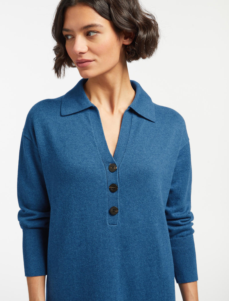 Eleanor Wool Knit Dress - Mid Blue